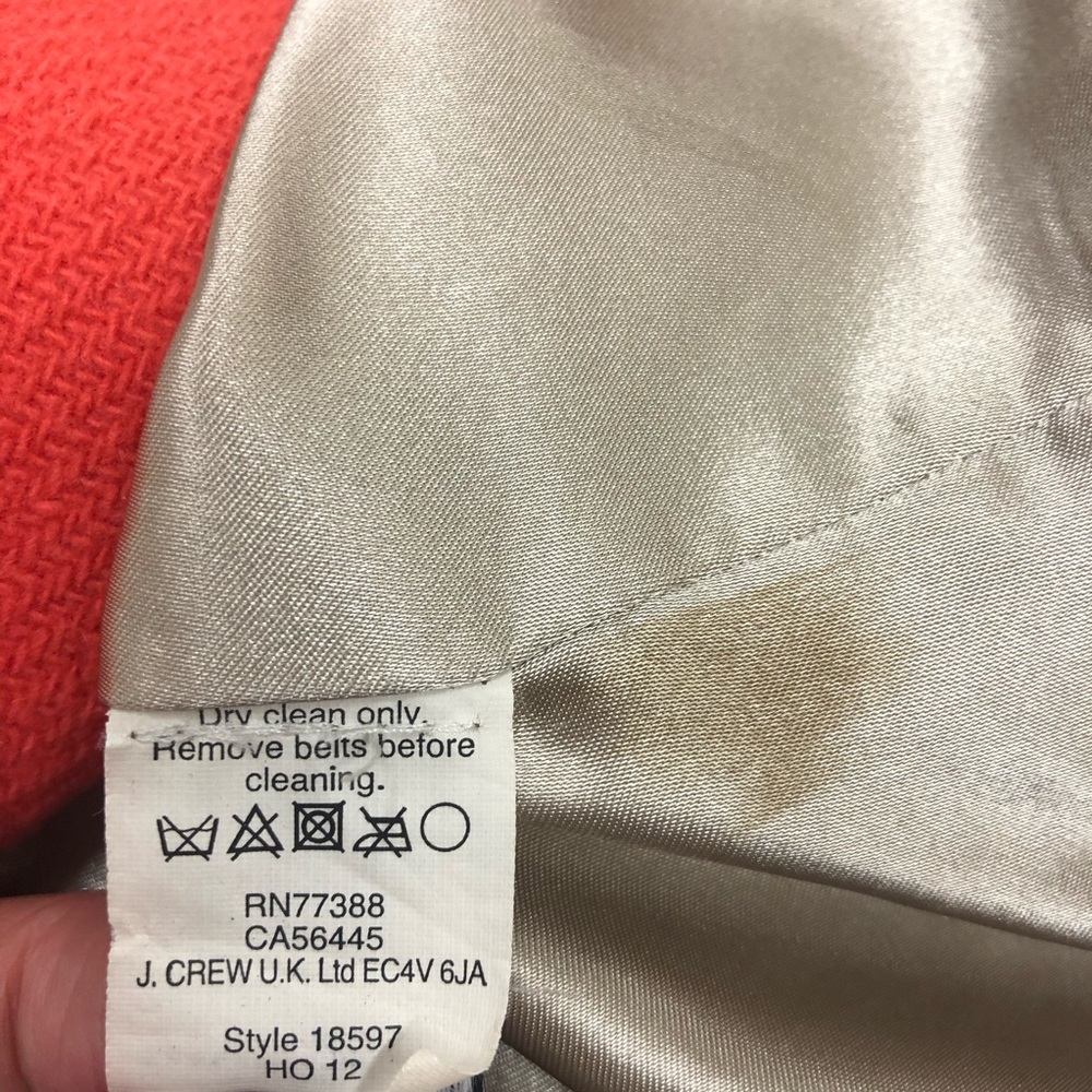 J Crew Trench Coat Stadium Cloth Orange Red Wool - Picture 7 of 8